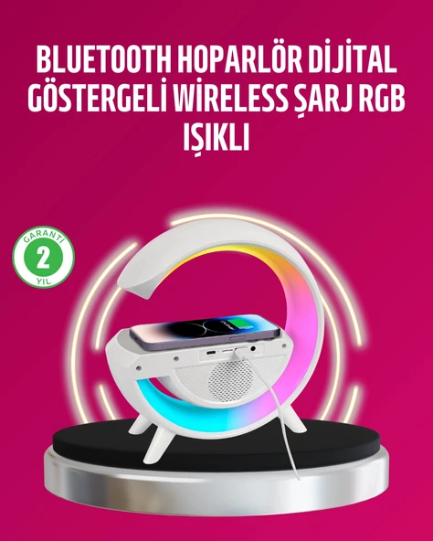 Kablosuz Şarjlı LED Masa Lambası Çalar Saat ve Beyaz Gürültü Özellikli ürün görseli