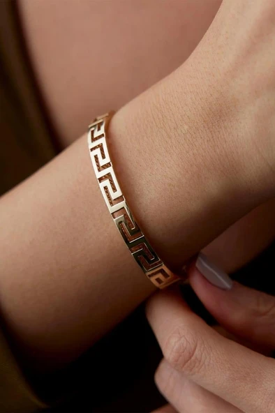 Grek Desenli Çelik Kadın Bileklik - 4