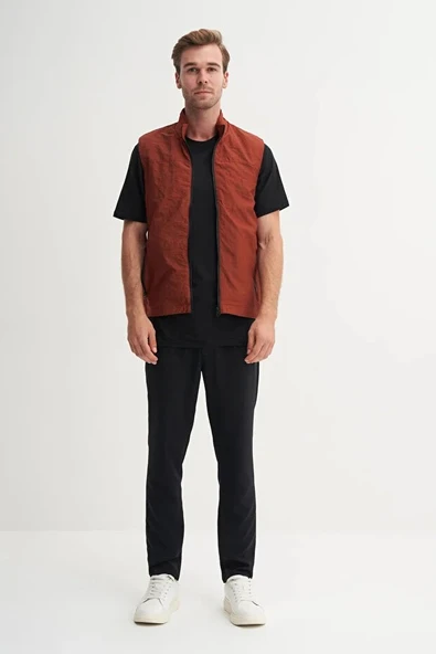 Cazador Regular Fit Baharlık Crinkle Kumaş Yelek-13285 - 1