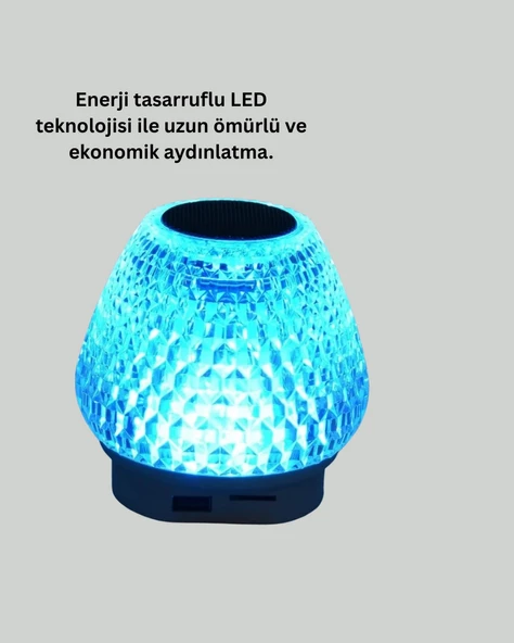 Kristal Tasarımlı Kablosuz Bluetooth 5.1 Hoparlör - Resim 5