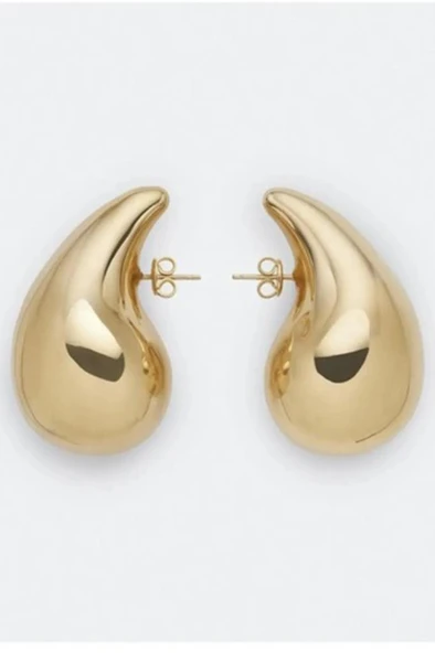 Gold Gözyaşı Damla Kadın Küpe - 3