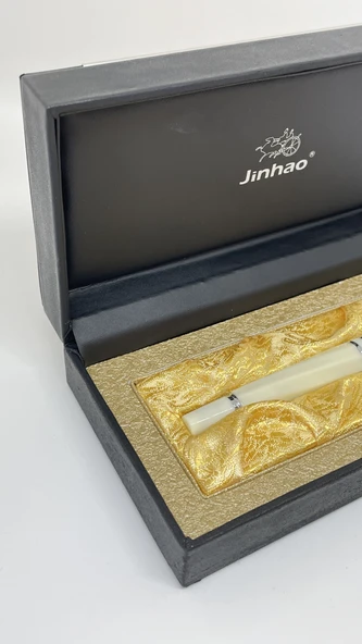 JINHAO Lüks Beyaz Sedef Roller İmza Kalemi - Resim 3