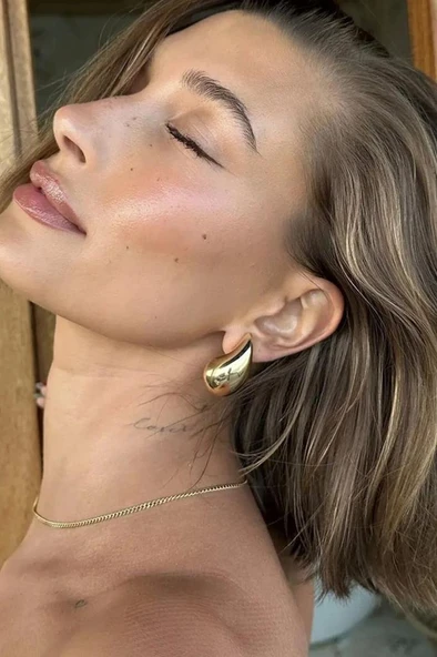 Gold Gözyaşı Damla Kadın Küpe