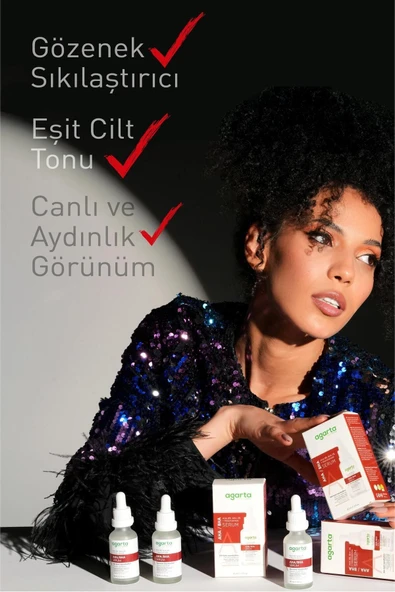 Agarta AHA & BHA Gözenek Sıkılaştırmaya ve Cilt Tonu Eşitlemeye Yardımcı Kırmızı Peeling Serum 30ML - Resim 2