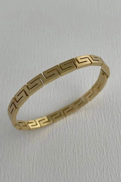 Grek Desenli Çelik Kadın Bileklik - 5