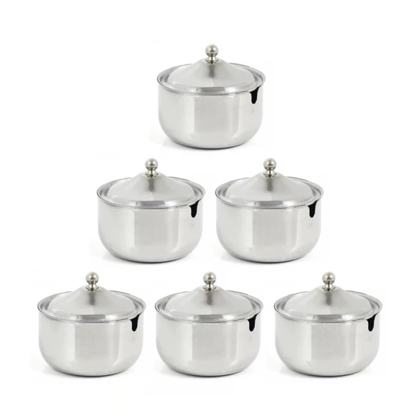 Omnisoft Tezel Paslanmaz Çelik Kapaklı Baharatlık Biberlik 6 Adet