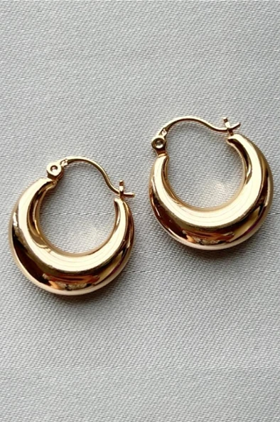 Gold Kalın Bombeli Halka Küpe