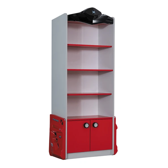 Kitaplık, Sports Arabalı Yatak Uyumlu Kitaplık - Kırmızı - Resim 3