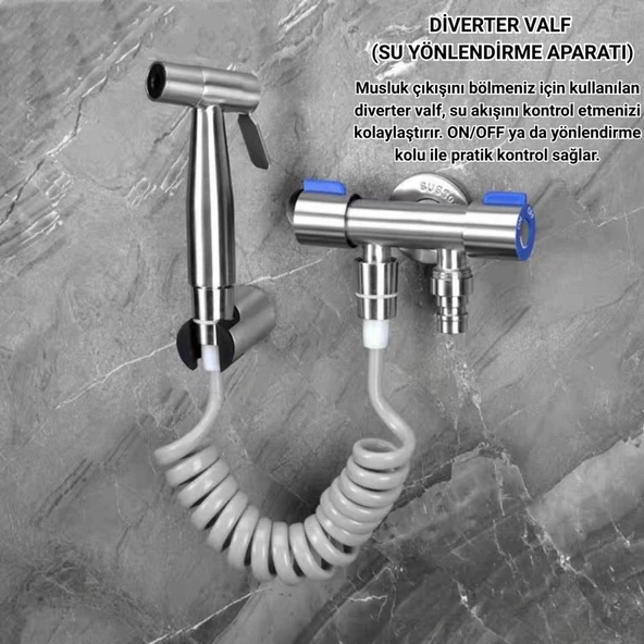 Coofbe Paslanmaz Çelik Sprial Hortum Tuvalet Musluk Seti Taharet Musluğu El Tuvalet Sprey Tabancası - 5