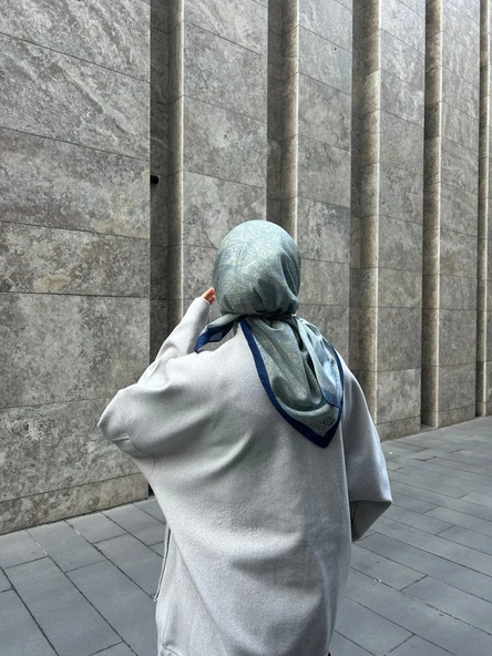 Pamuklu Soft İnci Desen Eşarp-lacivert/latte - 3