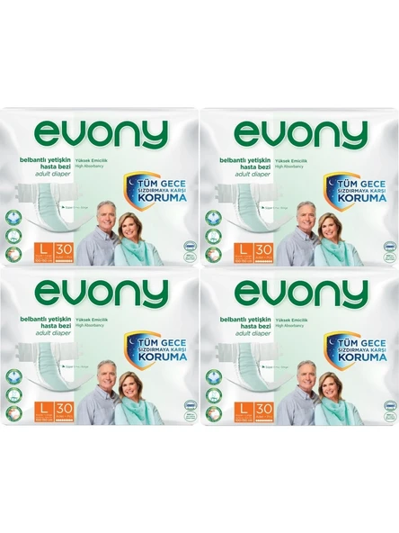 Evony Belbantlı Büyük Boy L 30'lu 4 Adet Hasta Bezi ürün görseli