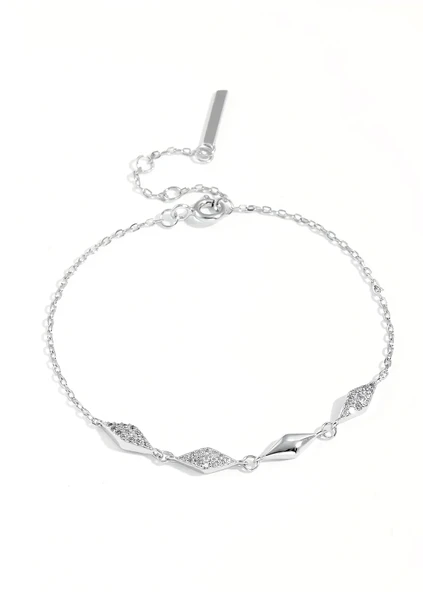 Zarif Geometri 925 Ayar Kadın Gümüş Bileklik - Resim 3