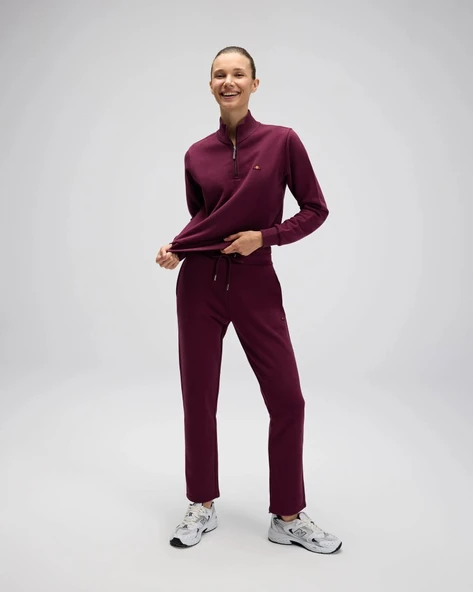 Ellesse EF557-BRD Kadın Bordo Yarı Fermuarlı Sweat - Resim 10