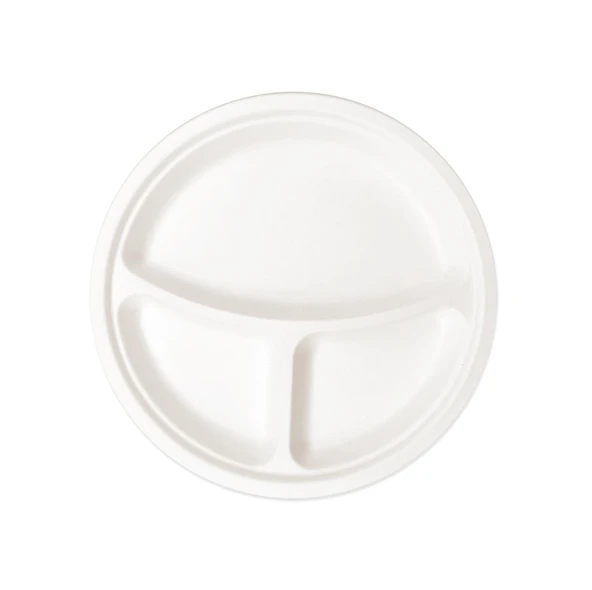 Ekolojik 26 Cm. 3 Bölmeli 96 Kişilik Parti Piknik Sofra Sunum Seti -Tabak Bardak Çatal Kaşık Takımı - 3