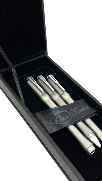 Quincy Feather 3 lü Metal Kalem Seti – Şık Hediye Kutusunda - 2