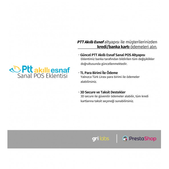 PrestaShop - PTT AKILLI ESNAF Sanal POS Modülü - 2