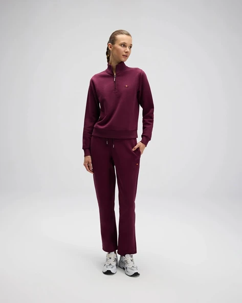 Ellesse EF557-BRD Kadın Bordo Yarı Fermuarlı Sweat - Resim 13