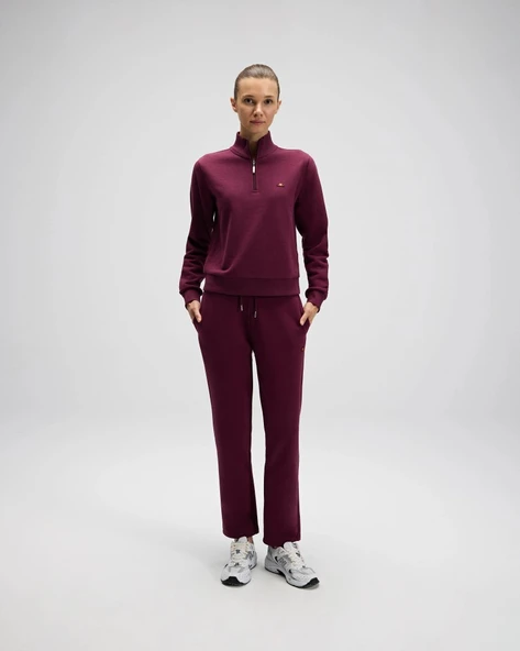 Ellesse EF557-BRD Kadın Bordo Yarı Fermuarlı Sweat - Resim 4
