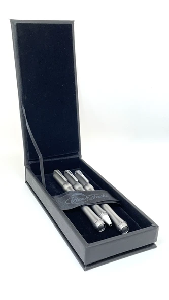 Quincy Feather 3 lü Metal Kalem Seti – Şık Hediye Kutusunda - 3
