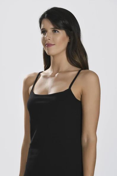 AmoraSecret AmoraSecret İp Askılı Siyah Ribana Atlet - 2