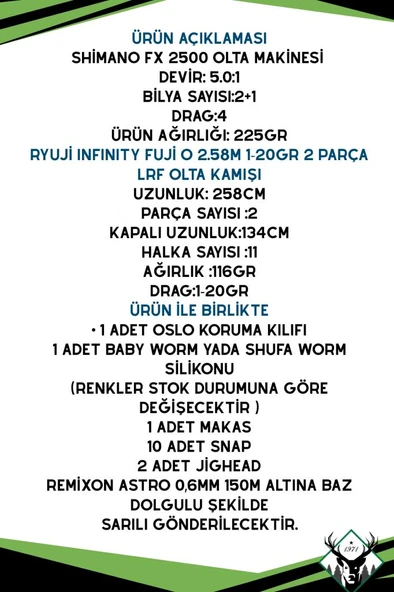 Ryuji İnfinty 258cm 1-20gr Shimano FX 2500 8 Örgü LRF Olta Seti - Resim 2