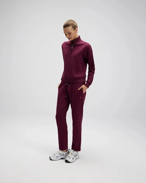 Ellesse EF557-BRD Kadın Bordo Yarı Fermuarlı Sweat - Resim 9