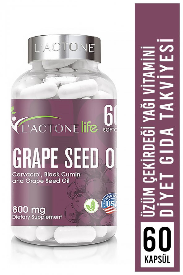 LACTONElife Grape Seed Oil  800 mg / 60 Kapsül