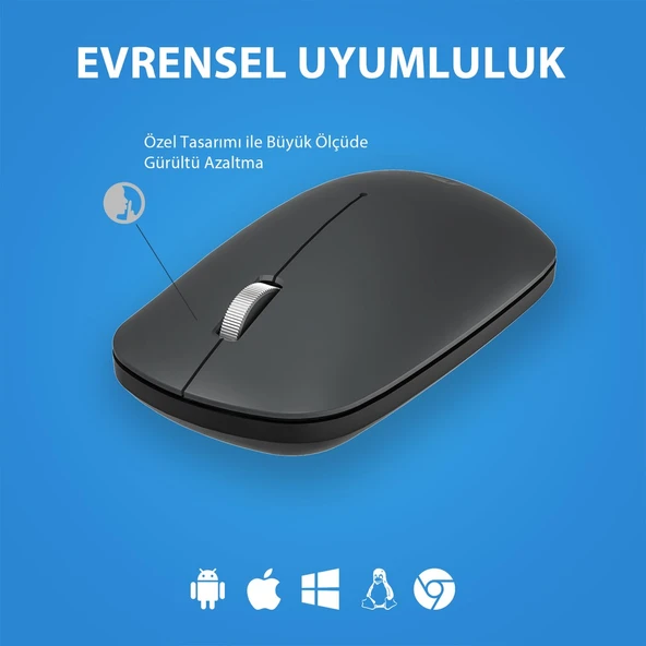 Lecoo WS214 Kablosuz 1200DPI 3 Tuşlu Optik Mouse Gri - 2