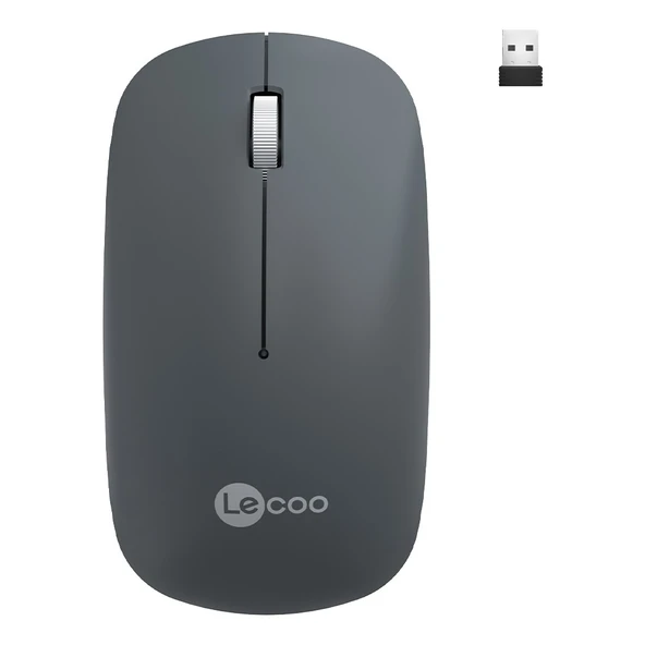 Lecoo WS214 Kablosuz 1200DPI 3 Tuşlu Optik Mouse Gri - 1