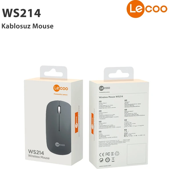 Lecoo WS214 Kablosuz 1200DPI 3 Tuşlu Optik Mouse Gri - 7