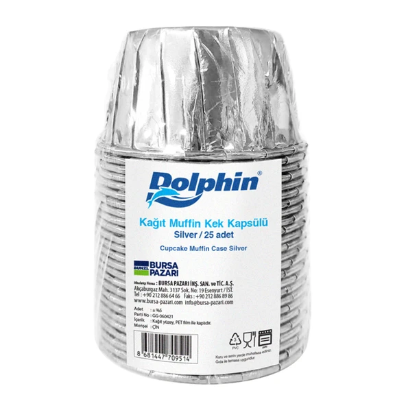 Dolphin Kağıt Asorti Renkli Muffin Kek Kapsülü 25'li ürün görseli