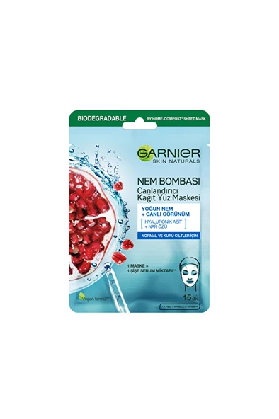 Garnier Nem Bombası Canlandırıcı Kağıt Yüz Maskesi ürün görseli