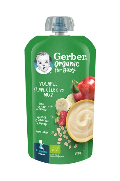 Gerber Organik Yulaflı Elma Çilek ve Muz 110 g - Resim 2