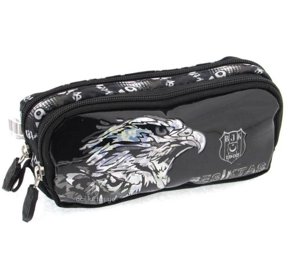 Beşiktaş Orijinal Siyah 1903 Çift  Gözlü  Kartal Patch Kalem Çantası