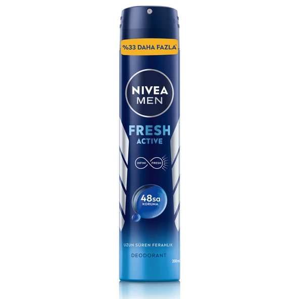 Nivea Men Fresh Active Erkek Sprey Deodorant 200 Ml ürün görseli