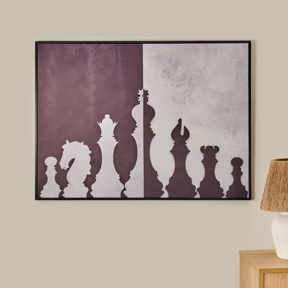Deco Satranç Kanvas Tablo - Siyah / Beyaz - 120x90 cm ürün görseli