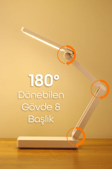 Şarjlı Masa Lambası 3 Renk 40 LED Katlanır Ayarlı Dokunmatik Dimmerli Okuma Işığı PR18 - Resim 3