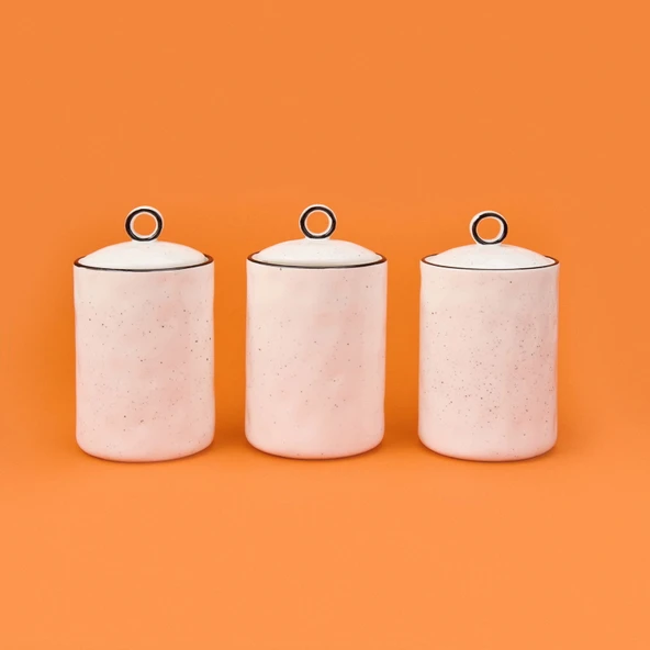 3'lü Porselen Baharatlık Seti - Beyaz / Siyah - 2