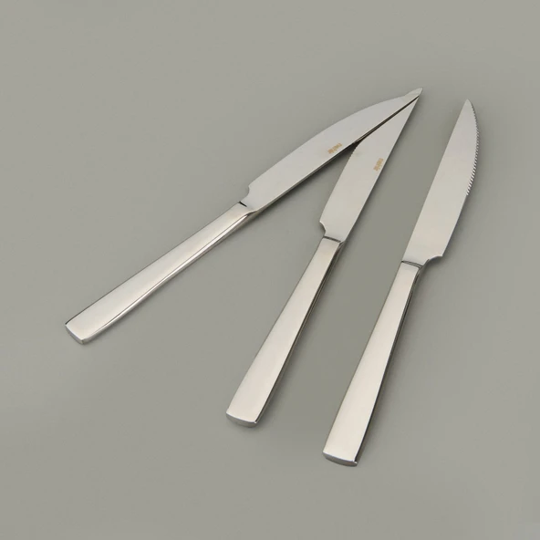 Deniz Sade 12 Parça Steak Çatal Bıçak Takımı - Gümüş - 3