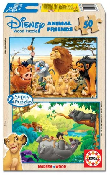 Educa 2 x 50 Parça Ahşap Animal Friends