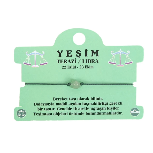 YEŞİM DOĞAL TAŞ TERAZİ BURÇ İP BİLEKLİK
