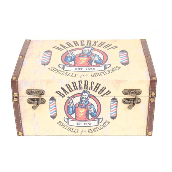 AHŞAP BARBER SHOP TASARIM KAPAKLI KUTU NO:1 - 3