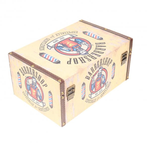 AHŞAP BARBER SHOP TASARIM KAPAKLI KUTU NO:1 - 4