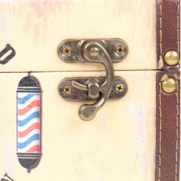 AHŞAP BARBER SHOP TASARIM KAPAKLI KUTU NO:1 - 5