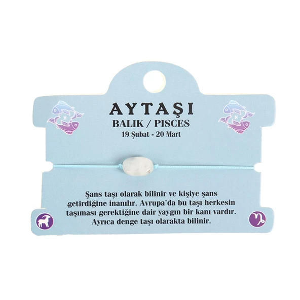 AY TAŞI DOĞAL TAŞ BALIK BURÇ İP BİLEKLİK
