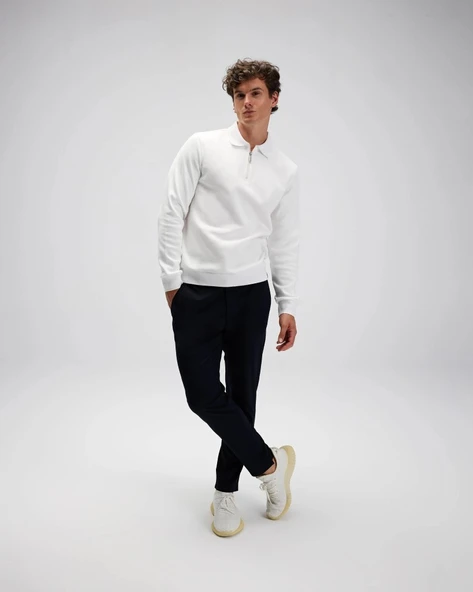 ELLESSE EM602-BG Erkek Bej Yarım Fermuarlı Polo Sweat - 3