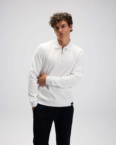 ELLESSE EM602-BG Erkek Bej Yarım Fermuarlı Polo Sweat - 6