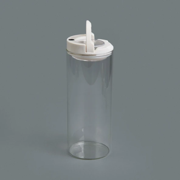 Vakumlu Cam Kavanoz - Şeffaf / Beyaz - 800 ml - Resim 2