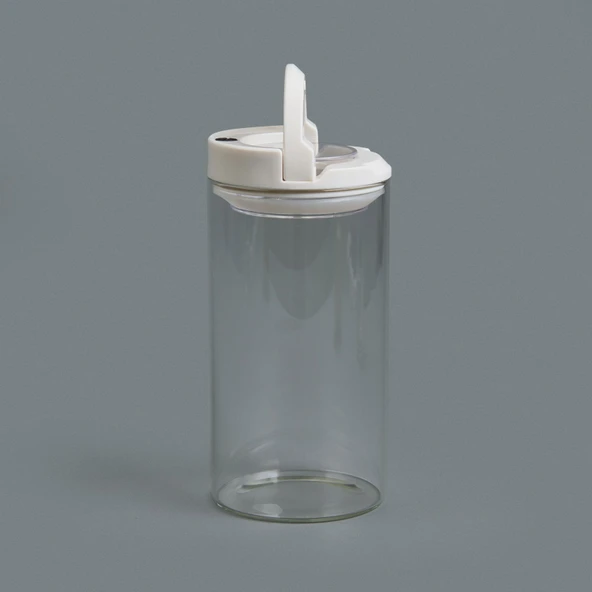 Vakumlu Cam Kavanoz - Şeffaf / Beyaz - 600 ml - Resim 3