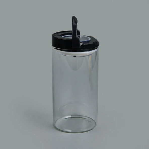 Vakumlu Cam Kavanoz - Şeffaf / Siyah - 600 ml - Resim 3